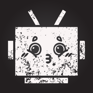 Bir insan tarafından çizilmiş robot kafasının karikatürü.