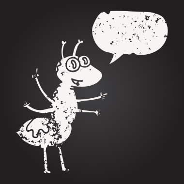 Tahta tebeşir serbest konuşma balonu karınca bir insan tarafından çizilmiş