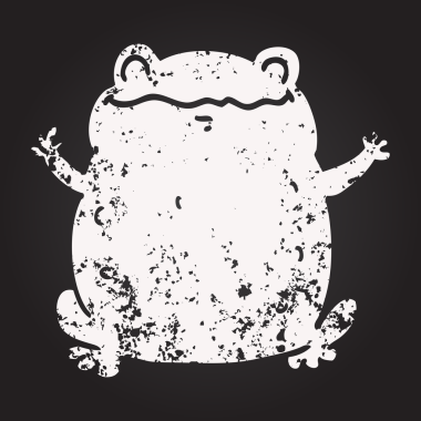 Bir insan tarafından çizilmiş kara tahta tebeşir karakurbağası.