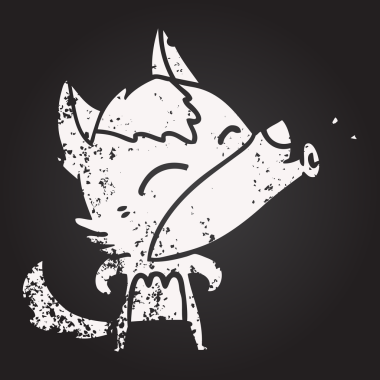 Tahta tebeşir uluyan kurt çizgi filmi bir insan tarafından çizilmiş.