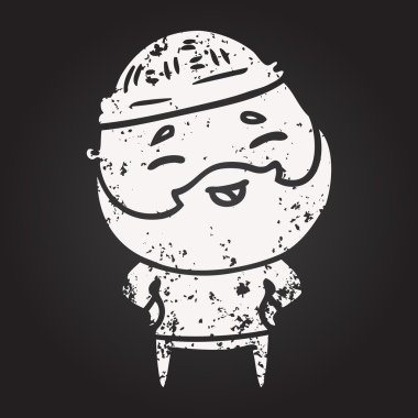 Kara tahta tebeşirle çizilmiş mutlu sakallı adam bir insan tarafından çizilmiş.