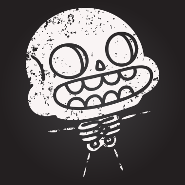 Bir insan tarafından çizilmiş mutlu bir cadılar bayramı iskeletinin kara tahta karalaması.