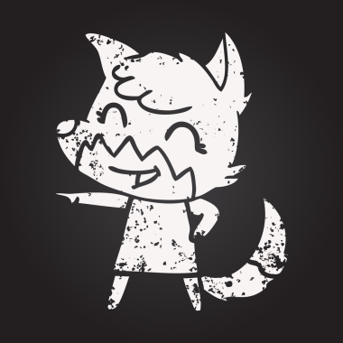 Bir insan tarafından çizilmiş karatahta tebeşirli mutlu tilki