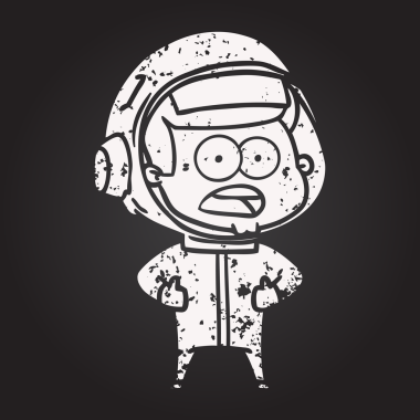 Tahta tebeşir karikatürü bir insan tarafından çizilen astronotu şaşırttı