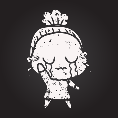 Tahta tebeşir karikatürü bir insan tarafından çizilmiş ağlayan yaşlı kadın.