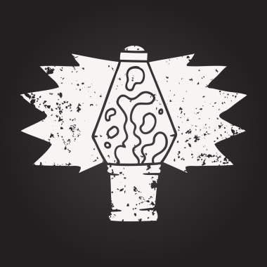 Bir insan tarafından çizilmiş kara tahta tebeşir çizgi film lav lambası.