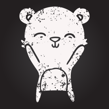 Karatahta tebeşir mutlu kutup ayısı bir insan tarafından çizilmiş.