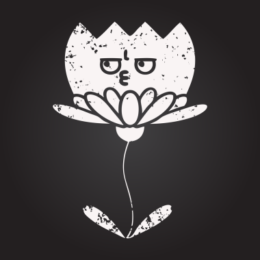 Tahta tebeşir insan tarafından çizilmiş bir çiçeğin karikatürü.