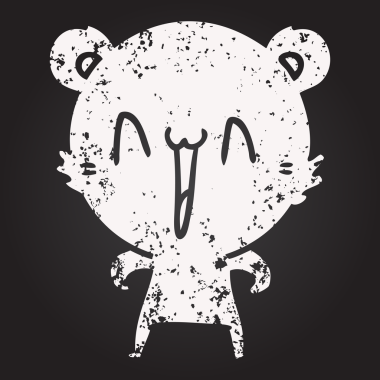 Bir insan tarafından çizilmiş mutlu kutup ayısı karikatürü.