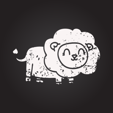blackboard chalk drawing cartoon happy lion drawn by a human
