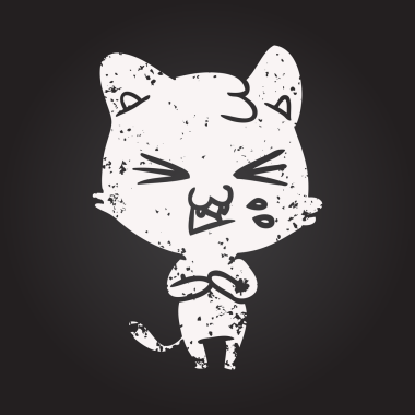 Tahta tebeşir çizgi film kedisi tıslayan bir insan tarafından çizilmiş.