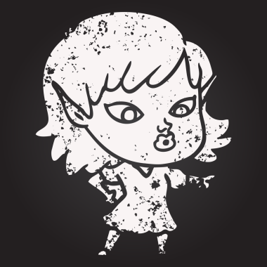 Kara tahta tebeşirle çizilmiş güzel elf kızı bir insan tarafından çizilmiş.