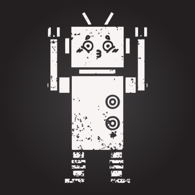 Bir insan tarafından çizilmiş bir robotun karikatürü.