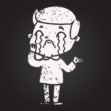 Karatahta tebeşirci bir insan tarafından çizilmiş ağlayan adam.