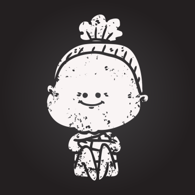 Kara tahta karikatür mutlu yaşlı kadın bir insan tarafından çizilmiş.