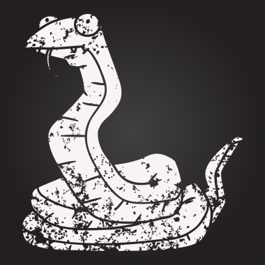 Bir insan tarafından çizilmiş kara tahta tebeşir çizgi film yılanı.