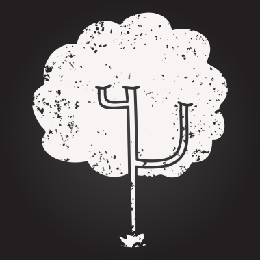 Karatahta tebeşiri bir insan tarafından çizilmiş tuhaf çizgi film ağacı.