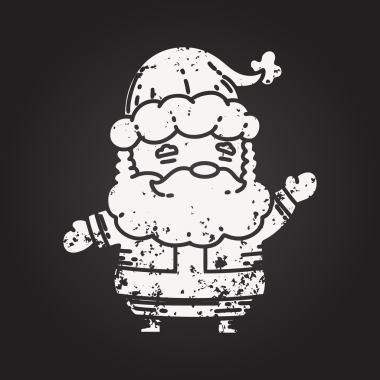 Bir insan tarafından çizilmiş geleneksel siyah iş dövmesi Noel Baba Noel Baba karakterinin karatahta çizimi