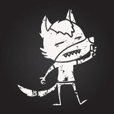 Karatahta tebeşirle çizilmiş kurt dişi bir insan tarafından çizilmiş.