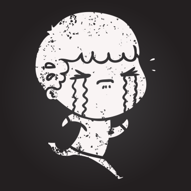 Karatahta tebeşirci bir insan tarafından çizilmiş ağlayan adam.