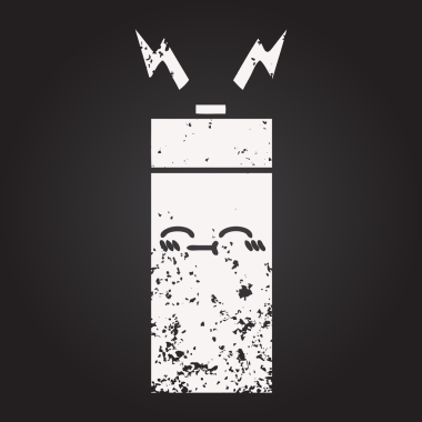 Bir insan tarafından çizilmiş bir bataryanın karikatürü.