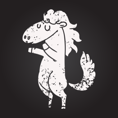 Bir insan tarafından çizilmiş karatahta çizgi film atı.