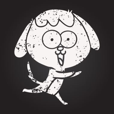 Bir insan tarafından çizilmiş kara tahta tebeşirle çizilmiş şirin bir köpek.