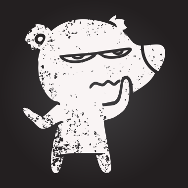 Bir insan tarafından çizilmiş karatahta kızgın ayı karikatürü.