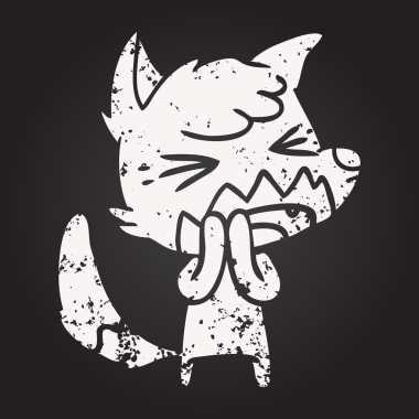 Bir insan tarafından çizilmiş karatahta kızgın çizgi film tilkisi.