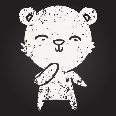 Bir insan tarafından çizilmiş kara tahta tebeşir mutlu çizgi film ayısı.