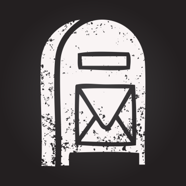 Bir insan tarafından çizilmiş bir posta kutusunun karikatürü.