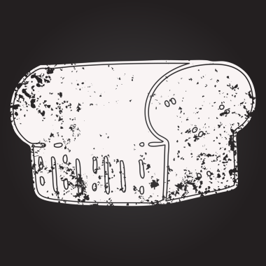 Tahta tebeşirle çizilmiş kepekli ekmek bir insan tarafından çizilmiş.