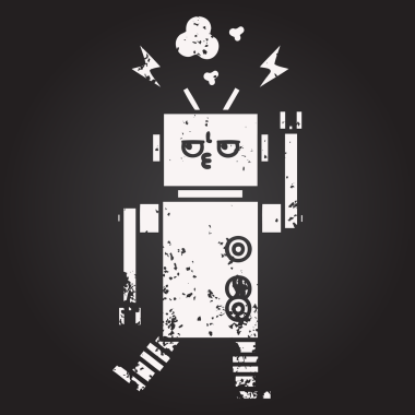 Bir insan tarafından çizilmiş bir robotun karikatürü.