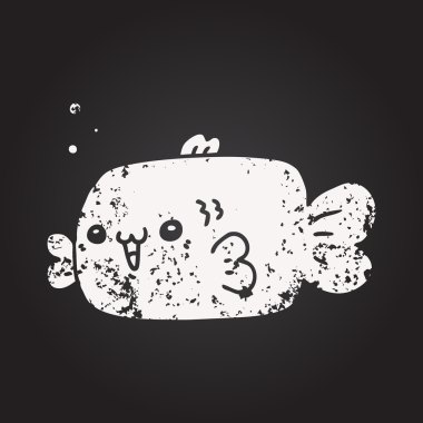 Bir insan tarafından çizilmiş karatahta karikatür balığı.