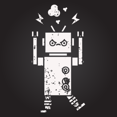 Bir insan tarafından çizilmiş bir robotun karikatürü.