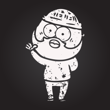 Bir insan tarafından çizilmiş kara tahta tebeşir, sakallı adam.