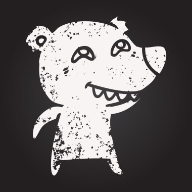 blackboard chalk cartoon polar bear showing teeth drawn by a human