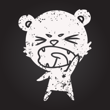 Karatahta tebeşir kızgın çizgi film ayısı bir insan tarafından çizildi