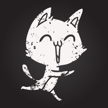 blackboard chalk happy cartoon cat meowing drawn by a human