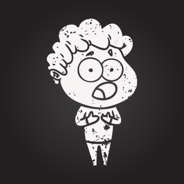 Karatahta tebeşir karikatür adam şaşırarak bir insan tarafından çizildi