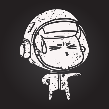 Tahta tebeşir karikatürü bir insan tarafından çizilen astronotu vurguladı