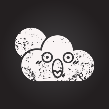 Karatahta tebeşirle bir insan tarafından çizilmiş güneş ışığı ve bulut çizimi