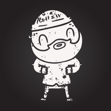 Bir insan tarafından çizilmiş kara tahta tebeşir, sakallı adam.