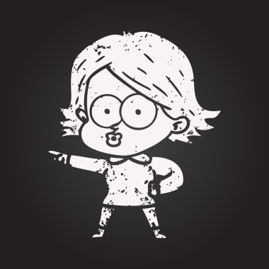 Bir insan tarafından çizilmiş karatahta karikatür kızı.