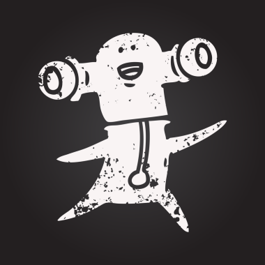 Bir insan tarafından çizilmiş kara tahta dostu çizgi film uzaylısı.