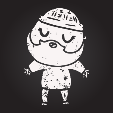 Bir insan tarafından çizilmiş sakallı karikatür adam.