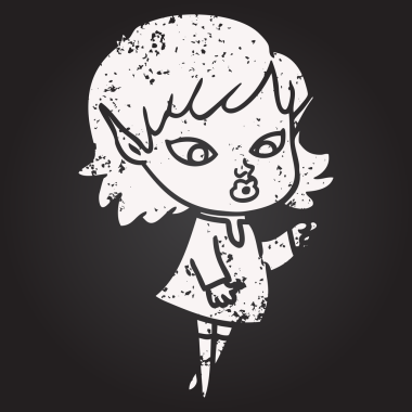 Karatahta tebeşirle çizilmiş elf kızı bir insan tarafından çizilmiş.