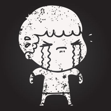 Karatahta tebeşirci bir insan tarafından çizilmiş ağlayan adam.