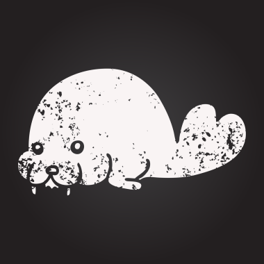 Bir insan tarafından çizilmiş kara tahta tebeşirle çizilmiş şirin bir mors.