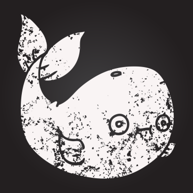 Karatahta tebeşir bir insan tarafından çizilmiş karton deniz balinası